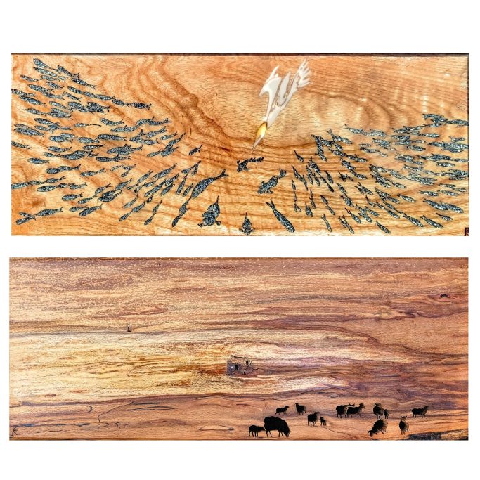 Wood silhouette pictures underwater and coastal